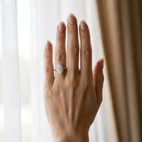 White gold Marquise Halo Twisted Band Prong Setting Ring_6