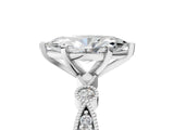White gold Marquise Milgrain Bezel Diamond Engagement Ring with Solitaire Prong Setting_197