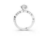 White gold Marquise Milgrain Bezel Diamond Engagement Ring with Solitaire Prong Setting_200