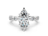 White gold Marquise Milgrain Bezel Diamond Engagement Ring with Solitaire Prong Setting_200