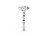 White gold Marquise Milgrain Bezel Diamond Engagement Ring with Solitaire Prong Setting_202