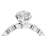 White gold Marquise Milgrain Bezel Diamond Engagement Ring with Solitaire Prong Setting_204