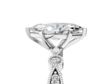 White gold Marquise Milgrain Bezel Diamond Engagement Ring with Solitaire Prong Setting_205