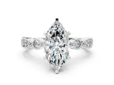 White gold Marquise Milgrain Bezel Diamond Engagement Ring with Solitaire Prong Setting_209