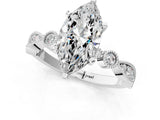 White gold Marquise Milgrain Bezel Diamond Engagement Ring with Solitaire Prong Setting_210