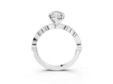White gold Marquise Milgrain Bezel Diamond Engagement Ring with Solitaire Prong Setting_212