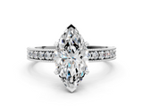 White gold Marquise Milgrain Pave Diamond Engagement Ring with Four-Prong Setting_130