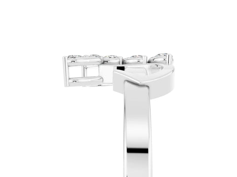 White gold Marquise Moissanite Cluster Bypass Ring with Prong Setting_11
