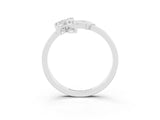 White gold Marquise Moissanite Cluster Bypass Ring with Prong Setting_9