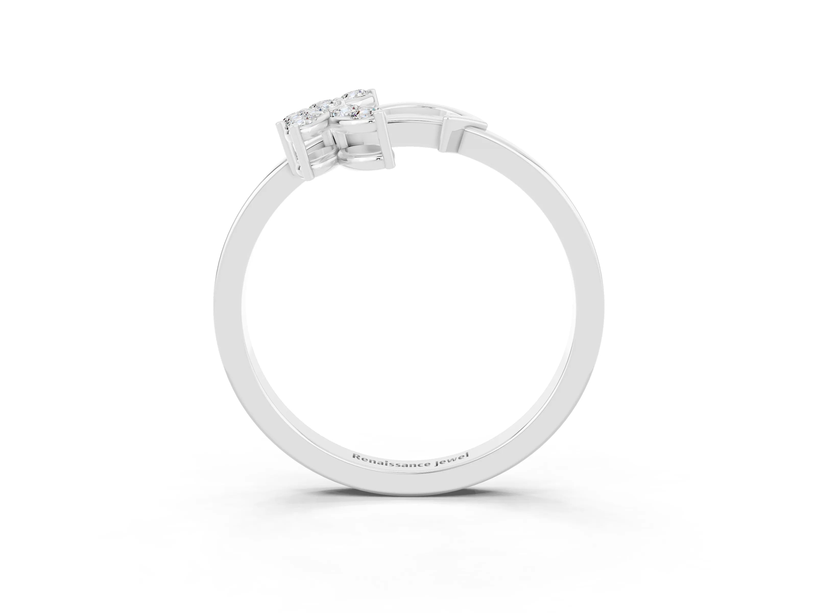 White gold Marquise Moissanite Cluster Bypass Ring with Prong Setting_9