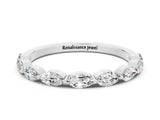 White gold Marquise Moissanite Half Eternity Band with Prong Setting_26