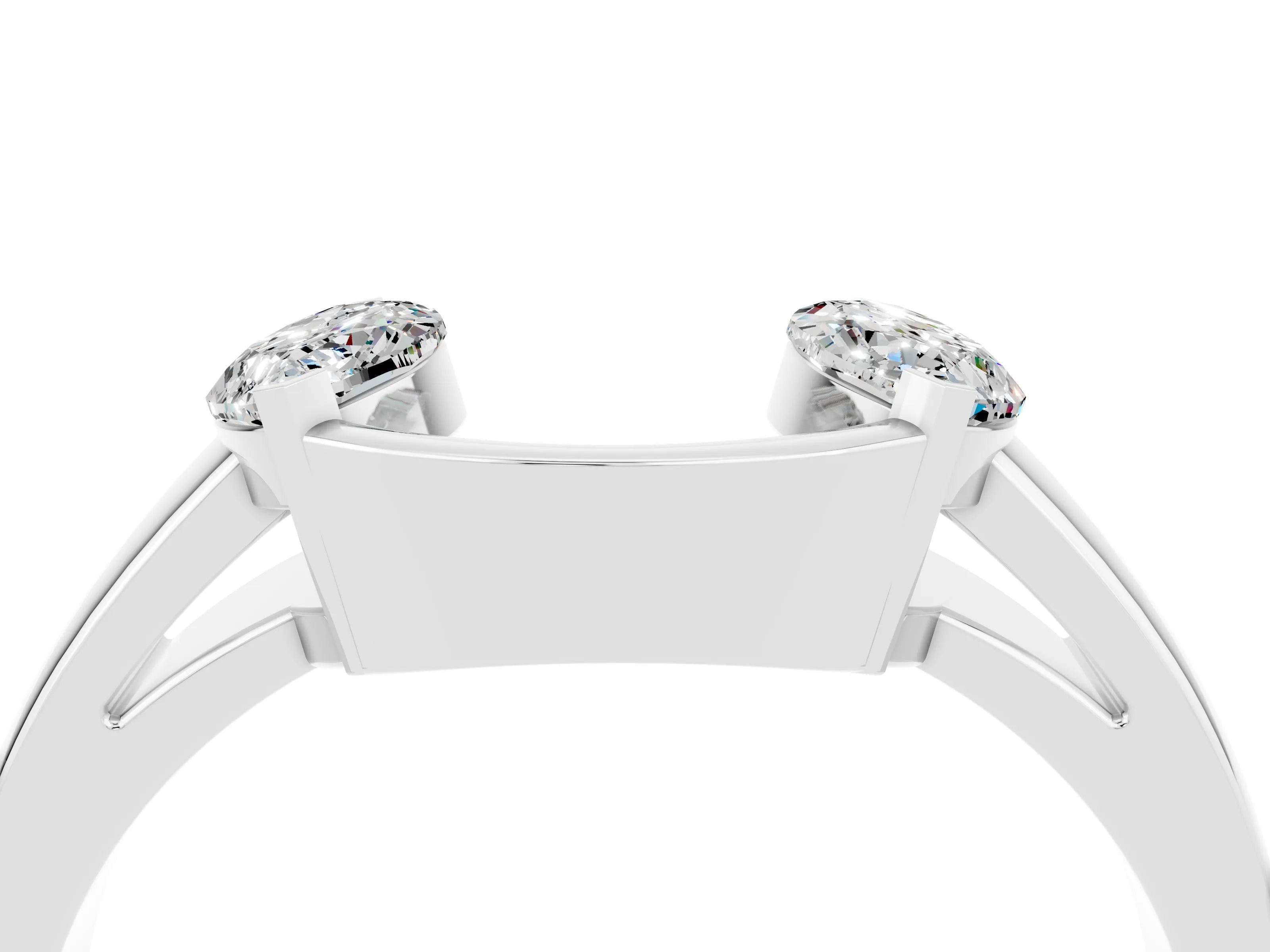 White gold Marquise Moissanite Open Band Ring with Tension Setting_10