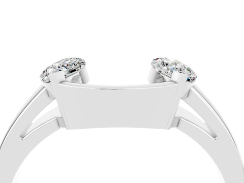 White gold Marquise Moissanite Open Band Ring with Tension Setting_10