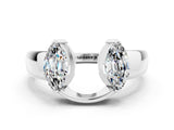 White gold Marquise Moissanite Open Band Ring with Tension Setting_6