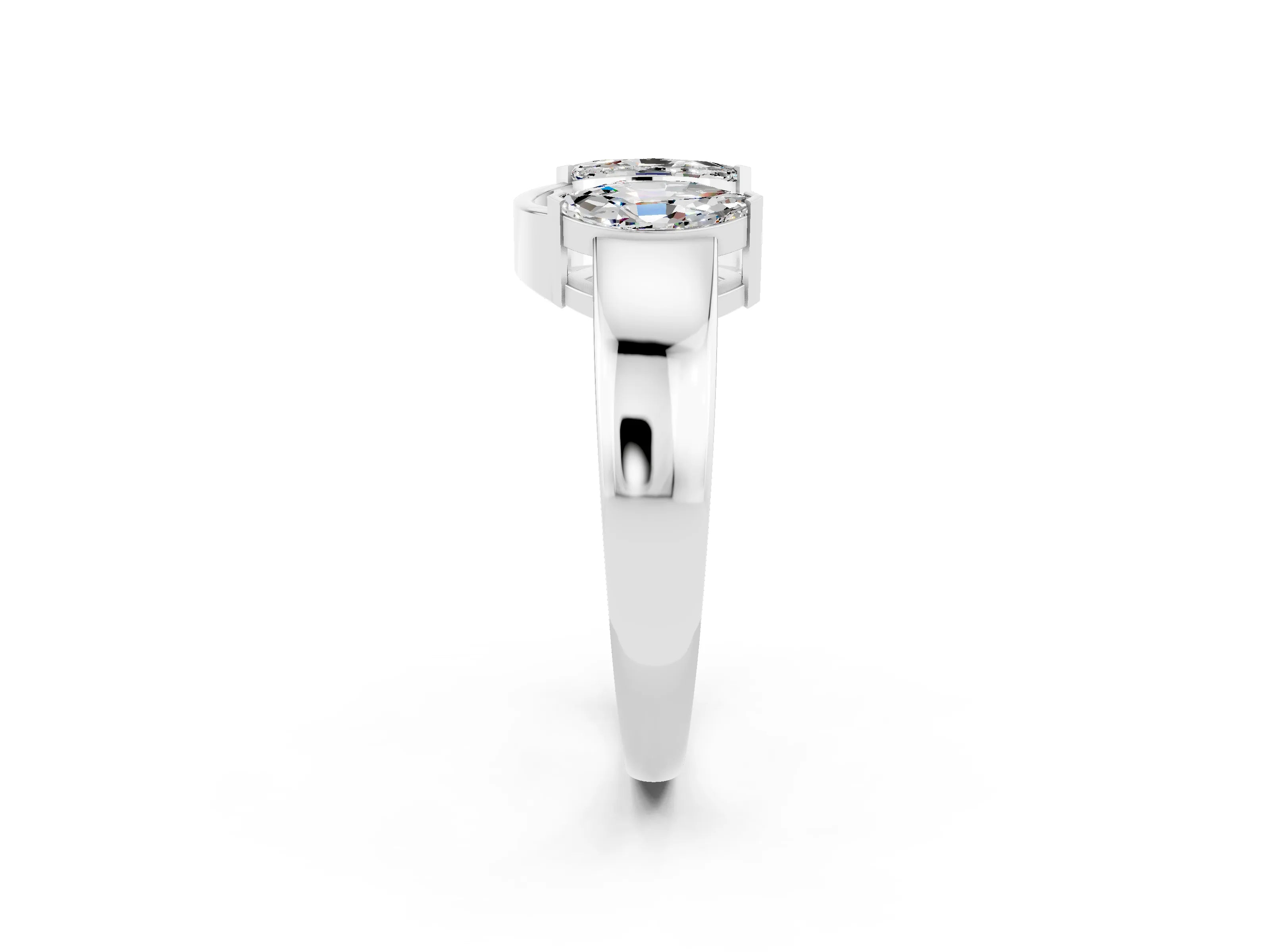 White gold Marquise Moissanite Open Band Ring with Tension Setting_8