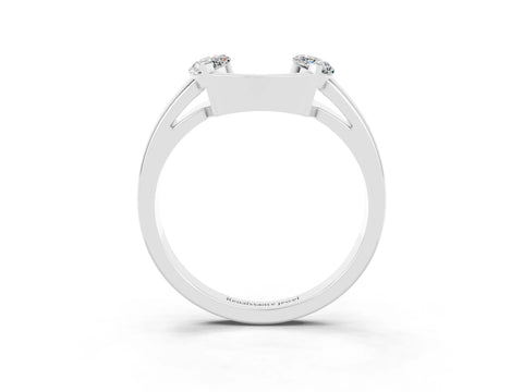 White gold Marquise Moissanite Open Band Ring with Tension Setting_9
