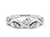 White gold Marquise Moissanite Twisted Band with Prong Setting_6