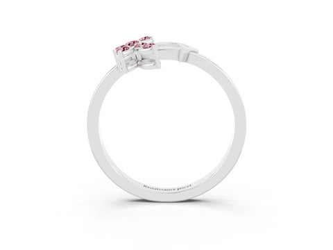 White gold Marquise Morganite Cluster Bypass Ring with Prong Setting_9