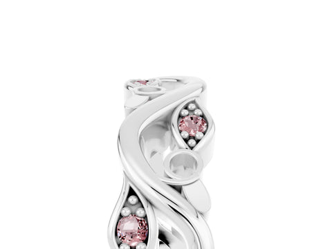 White gold Marquise Morganite Vine Eternity Band with Bezel Setting_23