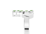 White gold Marquise Peridot Cluster Bypass Ring with Prong Setting_11