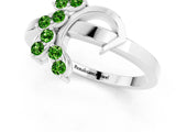 White gold Marquise Peridot Cluster Bypass Ring with Prong Setting_7