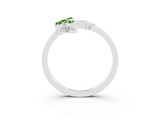 White gold Marquise Peridot Cluster Bypass Ring with Prong Setting_9