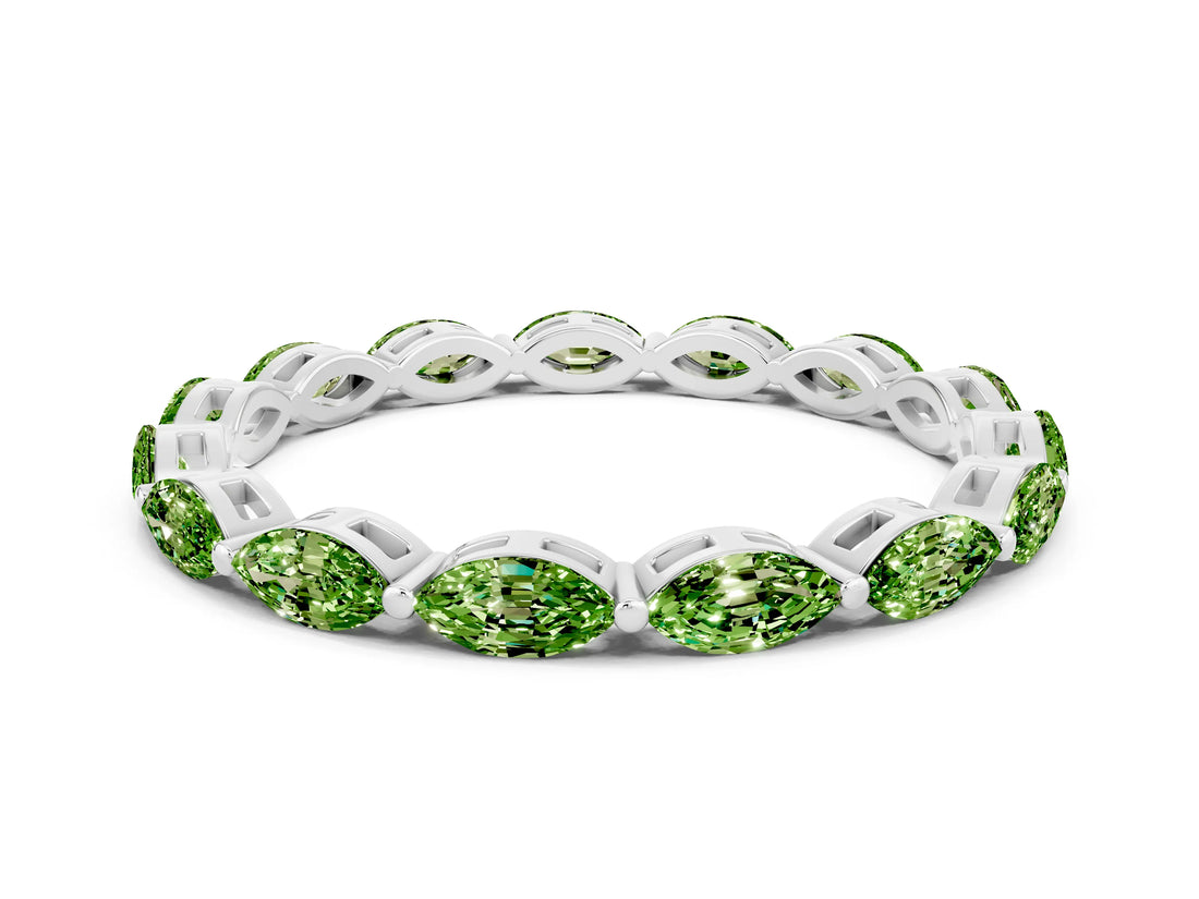 White gold Marquise Peridot Eternity Band with U-Prong Setting_12