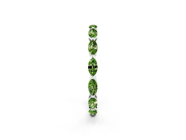 Sterling Silver Marquise Peridot Shared Prong Full Eternity Wedding Band