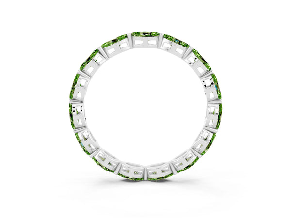 Sterling Silver Marquise Peridot Shared Prong Full Eternity Wedding Band