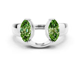 White gold Marquise Peridot Open Band Ring with Tension Setting_6
