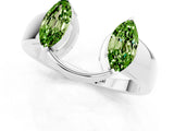 White gold Marquise Peridot Open Band Ring with Tension Setting_7