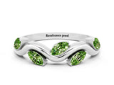White gold Marquise Peridot Twisted Band with Prong Setting_6