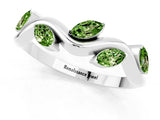 White gold Marquise Peridot Twisted Band with Prong Setting_7