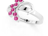 White gold Marquise Pink Sapphire Cluster Bypass Ring with Prong Setting_19