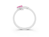 White gold Marquise Pink Sapphire Cluster Bypass Ring with Prong Setting_21