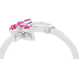 White gold Marquise Pink Sapphire Cluster Bypass Ring with Prong Setting_22