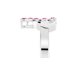 White gold Marquise Pink Sapphire Cluster Bypass Ring with Prong Setting_23