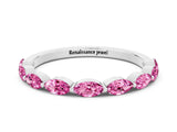 White gold Marquise Pink Sapphire Half Eternity Band with Prong Setting_18