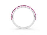 White gold Marquise Pink Sapphire Half Eternity Band with Prong Setting_21