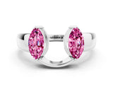 White gold Marquise Pink Sapphire Open Band Ring with Tension Setting_36