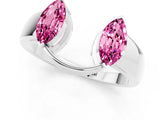 White gold Marquise Pink Sapphire Open Band Ring with Tension Setting_37