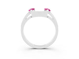 White gold Marquise Pink Sapphire Open Band Ring with Tension Setting_39