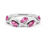 White gold Marquise Pink Sapphire Twisted Band with Prong Setting_18