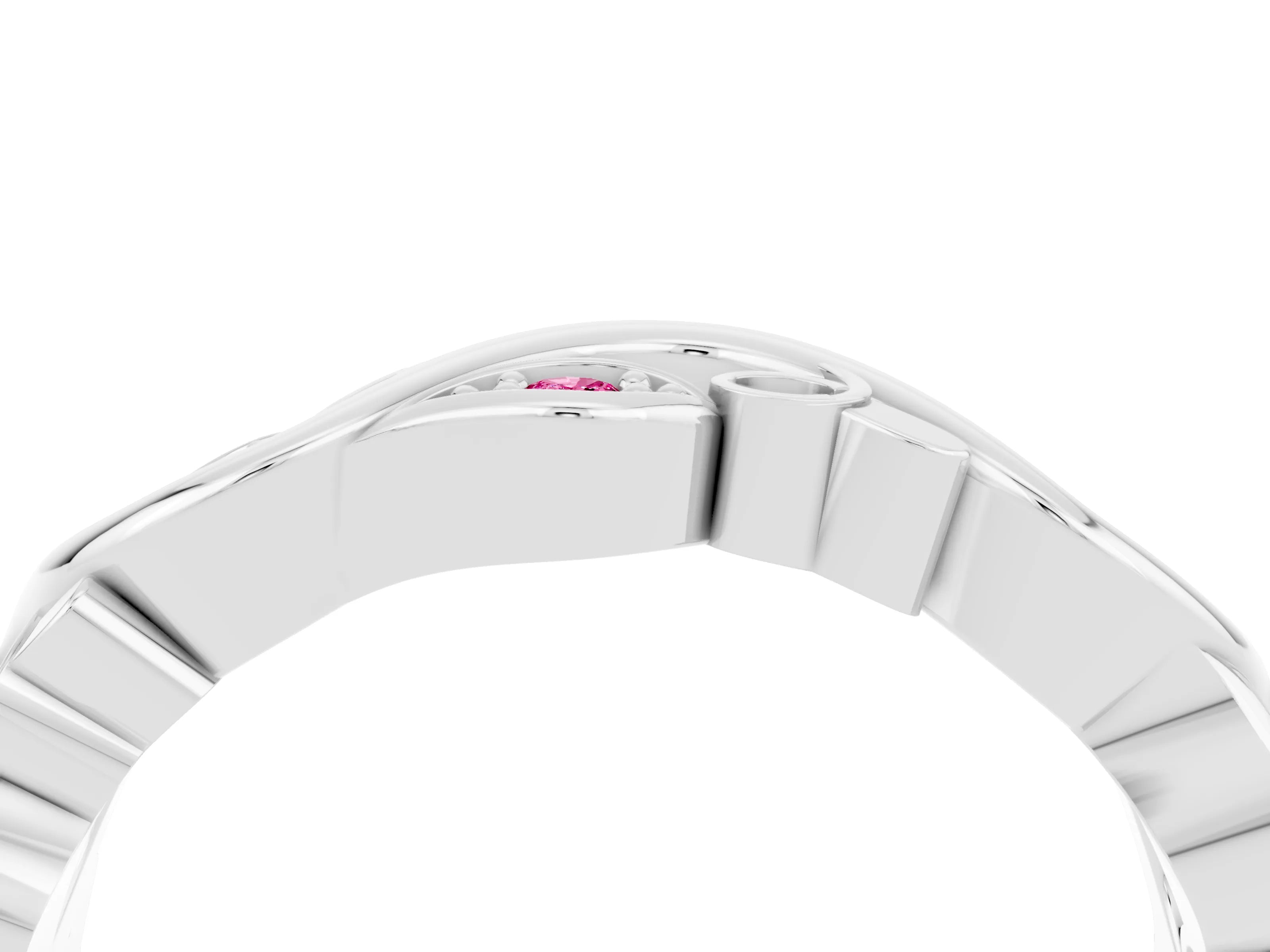 White gold Marquise Pink Sapphire Vine Eternity Band with Bezel Setting_10