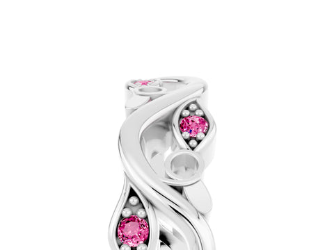 White gold Marquise Pink Sapphire Vine Eternity Band with Bezel Setting_11