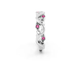 White gold Marquise Pink Sapphire Vine Eternity Band with Bezel Setting_8
