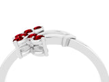 White gold Marquise Ruby Cluster Bypass Ring with Prong Setting_10