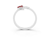 White gold Marquise Ruby Cluster Bypass Ring with Prong Setting_9