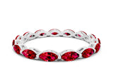 14K White Gold Marquise Ruby Eternity Band with U-Prong Setting