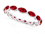 14K White Gold Marquise Ruby Eternity Band with U-Prong Setting